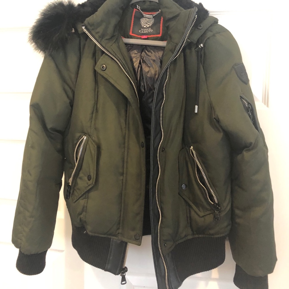 Vince Camuto faux fur-trim bomber hooded  jacket